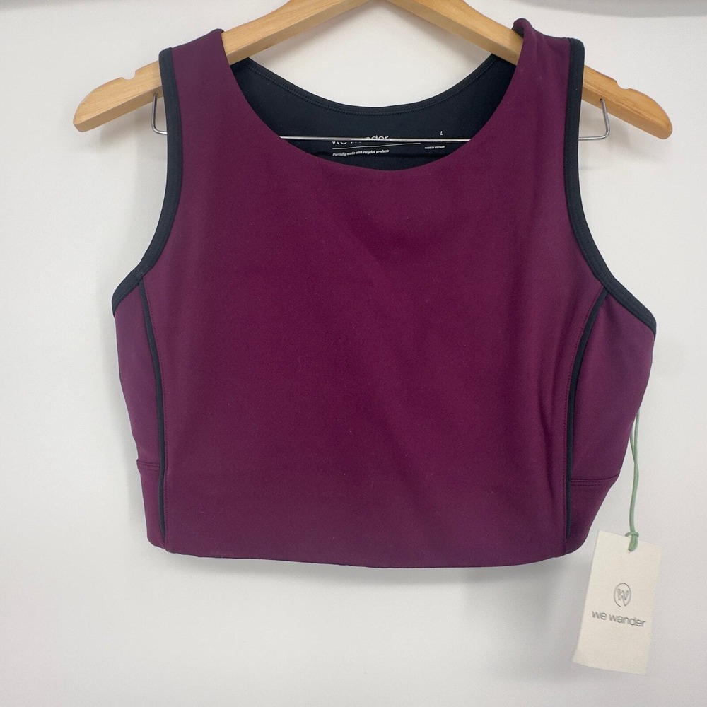 We Wander‎ Logo Sport Bra Womens Pullover Dark Purple Size Large
